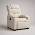 Fauteuil de salon inclinable en tissu polyester beige avec repose-pieds intégré 80 x 90 x 105 cm