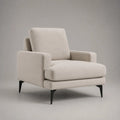 Fauteuil rembourré en tissu polyester beige avec pieds en acier noir 80 x 85 x 85 cm