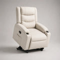 Fauteuil inclinable électrique en tissu polyester écru avec repose-pieds intégré 80 x 90 x 105 cm