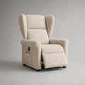 Fauteuil inclinable rembourré en polyester écru avec repose-pieds intégré structure enveloppante 80 x 90 x 105 cm