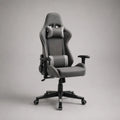 Chaise de bureau gaming pivotante avec accoudoirs réglables en tissu polyester gris base noire 70 x 70 x 125 cm