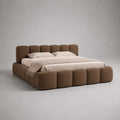 Lit double rembourré en tissu polyester marron 160 x 200 cm avec tête de lit et cadre capitonnés