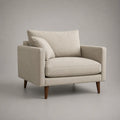 Fauteuil 1 place 78x85x82 cm en polyester beige avec accoudoirs et pieds en bois massif