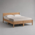 Lit double en bois effet chêne naturel avec tête de lit et cadre rectangulaire 160 x 200 cm
